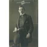 Studio recording of Elegant gentleman. Made by Anglo-American Photographers in a photographic studio in Vienna. Black and white paper image. Old postcard, photo sheet. (2792376)