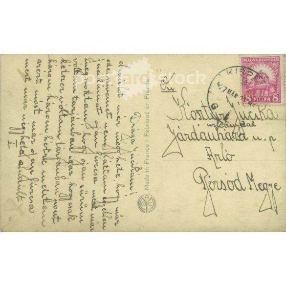 1927 - Romantic old postcard. Paris. Sepia photo sheet of a young lady. (2792377)