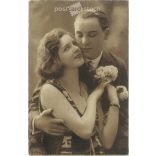 1938 - Romantic old postcard, sepia photo sheet. (2792383)