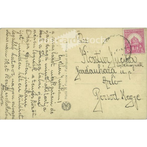 1927 - Romantic old postcard. Paris. Young lady in a fur coat. Sepia photo sheet. (2792385)