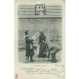 1903 - Paris, „singing beggars” on the street. Black and white photo sheet, old postcard. (2792390)