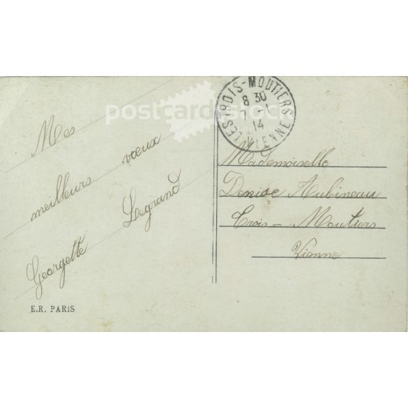 1914 - French New Year greeting, old postcard. Colored photo sheet. (2792393)