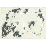 1950s. Germany. Children on a stationary motorcycle in the yard. The creator of the image is unknown. Black and white original paper image, old photo. (2792428)