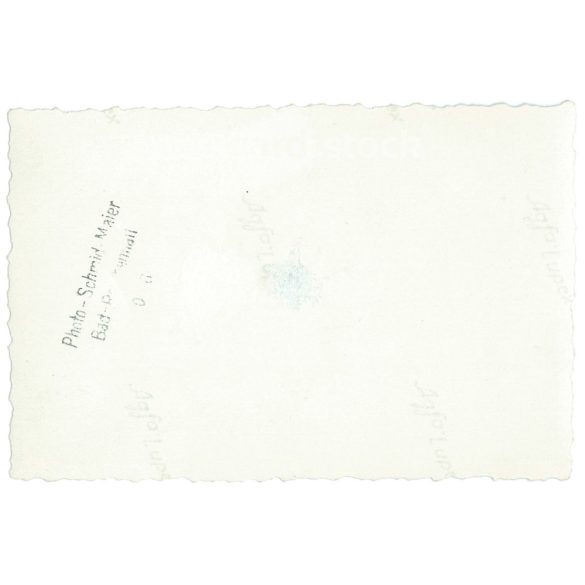 1950s. Germany. Family photo, elderly people standing in front of the car. The creator of the image is unknown. Black and white original paper image, old photo. (2792431)