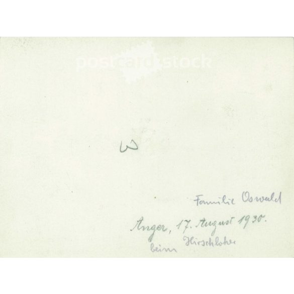 1938 - Germany. Oswald family. Family photo in front of the house. Its maker is unknown. Black and white original paper image, old photo. (2792432)