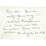 1958 - Germany. Brass band. The picture was taken in Hamburg. Its maker is unknown. Black and white original paper image, old photo. (2792442)