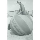 July 1933. Germany. On the beach. Black and white original paper image, old photo. (2792459)