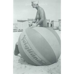   July 1933. Germany. On the beach. Black and white original paper image, old photo. (2792459)