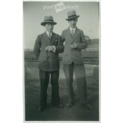   1950s. Germany. Young people with cigarettes. The creator of the picture and the identity of the people on it are unknown. Black and white original paper image, old photo. (2792492)