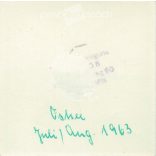 1963. Germany. Young lady on an agricultural machine. Black and white original paper image, old photo. (2792494)