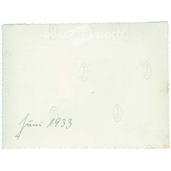 1933. Germany. Motorcyclists resting. Black and white original paper image, old photo. (2792495)