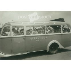   1938. Austria. Austro Bus Wien. Bus with passengers. Original paper image, old postcard, photo sheet. (2792497)