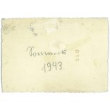 1943. Germany. Children on bicycles on a farm. The creator of the picture and the person on it are unknown. Black and white original paper image, old photo. (2792498)