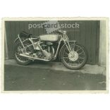 1930s. Germany. Rudge, English motorcycle. Black and white original paper image, old photo. (2792512)