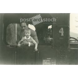   1934. Austria. The young train driver. The creator of the picture and the identity of the people on it are unknown. Black and white original paper image, old photo. (2792514)
