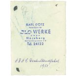 1951. Germany. Motor racing. The picture was taken by Karl Götz, Nuremberg. Black and white original paper image, old photo. (2792532)