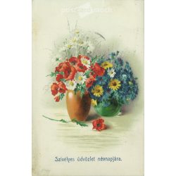   1921 - Lithographed name day greeting card, old postcard. (2792534)