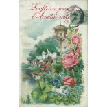 1914 - Romantic old postcard.Embossed, lithographed, unique graphics. (2792548)