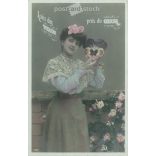 1909 - Romantic old postcard. Colored photo sheet. (2792549)