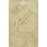 Work of photographer St. Joanovits early 1900s, Versec, Serbia. Studio photo of a young lady. Exciting composition, attractive outfit. Old photo, business card, CDV photo. (2792553)