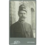 The work of Adler photography studio, Szászváros. 1900s, Transylvania. Photo of an elderly railway man. Old photo, business card, CDV photo. (2792572)