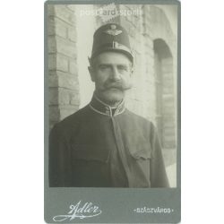   The work of Adler photography studio, Szászváros. 1900s, Transylvania. Photo of an elderly railway man. Old photo, business card, CDV photo. (2792572)