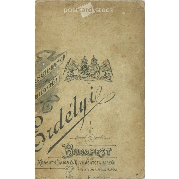 The work of Mór Erdélyi’s photography studio. Budapest. Early 1900s. Studio photo of unknown man. Old photo, business card, CDV photo. (2792578)