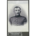 The work of the photography studio Drabe & Steinbacher. Augsburg. Early 1900s. Studio photo of an unknown young soldier. Old photo, business card, CDV photo. (2792581)