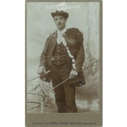   The work of Franz Hofer’s photography studio. Weilheim. Early 1900s. Photo of an unknown young man. Old photo, business card, CDV photo. (2792582)