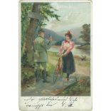 1902 - Romantic old postcard. Lithographed, unique graphics. (2792588)