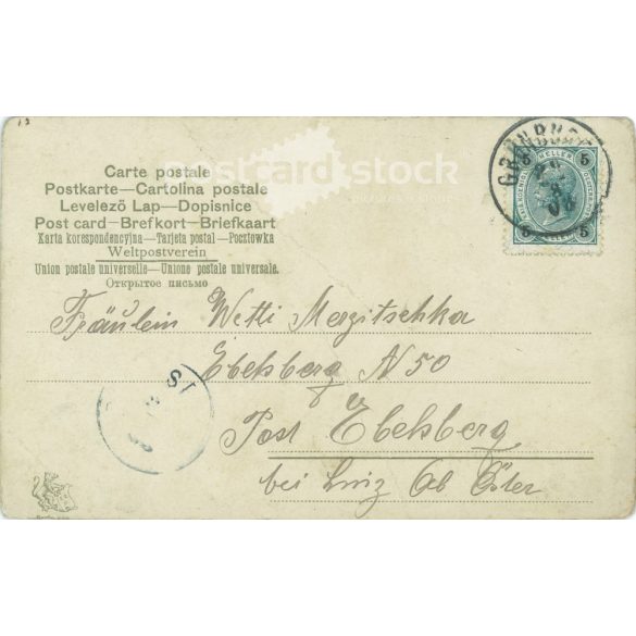 1908 - Romantic old postcard. Colored photo sheet reproduction, offset print. (2792590)