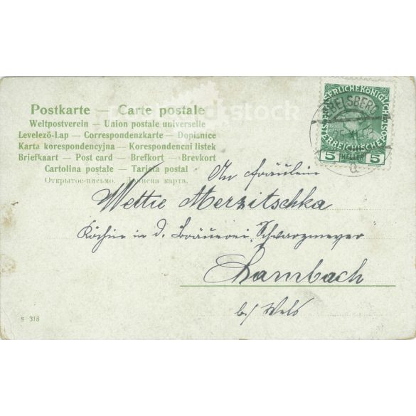 1908 - Romantic old postcard. Colored photo sheet reproduction, offset print. (2792592)