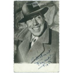   1963 - Signed photo of French film actor Fernandel. The picture was taken by Studio Berbard et Vauclair. Original paper image. Old photo. Black and white photo sheet, old postcard. (2792598)