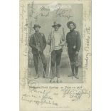 1891 - Budapest-Paris on foot. Photo with captions and signs. Original paper image. Old photo. Black and white photo sheet, old postcard. (2792601)