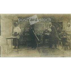   1910s. Rural theater rehearsal. Old photo, original paper image. (2792605)