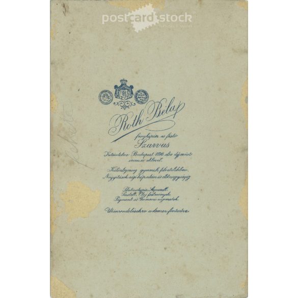 Early 1910s. Full-length studio shot of a young, wealthy man. Produced by Béla Róth’s photography studio in Szarvas. Old photo, original cabinet photo / hardback photo. (2792606)