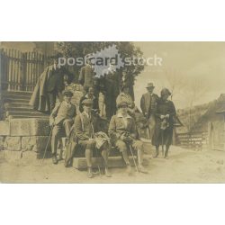  Early 1920s. Published by S.A. Transilvania Rt. Group of hikers. Original paper image. Old photo. Black and white photo sheet, old postcard. (2792608)
