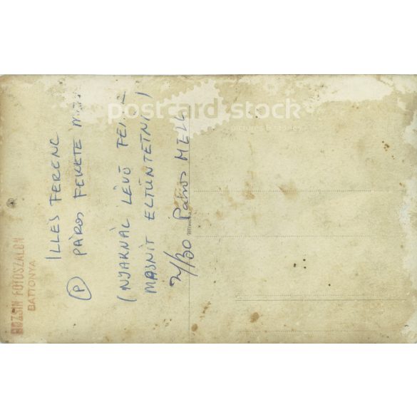 1910s. Bozsin photo salon, Battonya. Studio photo of young woman. Original paper image. Old photo. Black and white photo sheet, old postcard. (2792609)