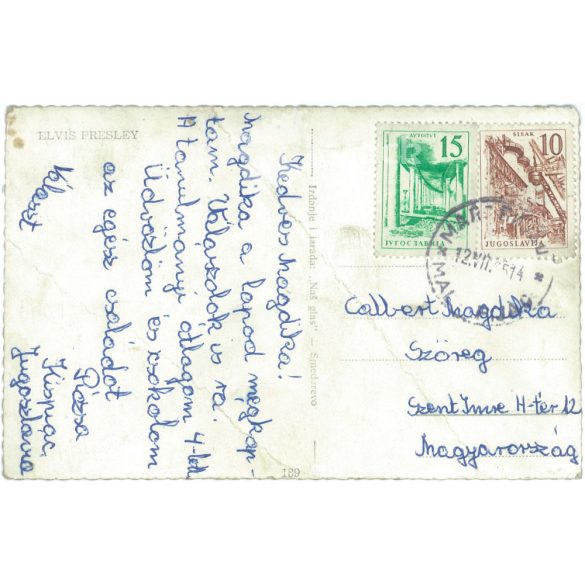 Elvis Presley is an American pop star. Original paper image. Old photo. Colored photo sheet, old postcard. (2792619)