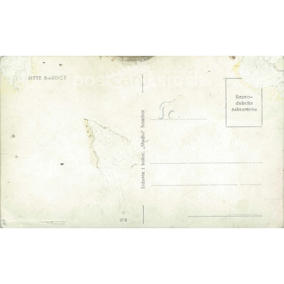 Brigitte Bardot is a French actress and singer. Original paper image. Old photo. Colored photo sheet, old postcard. (2792626)