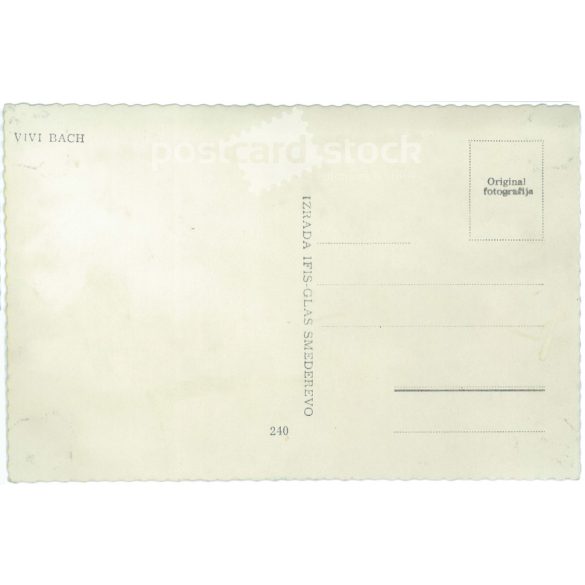 Vivi Bach is a Danish film actress. Colored photo sheet reproduction, offset print. Old postcard. (2792629)