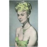 Mylène Demongeot, French actress. Colored photo sheet reproduction, offset print. Old postcard. (2792633)