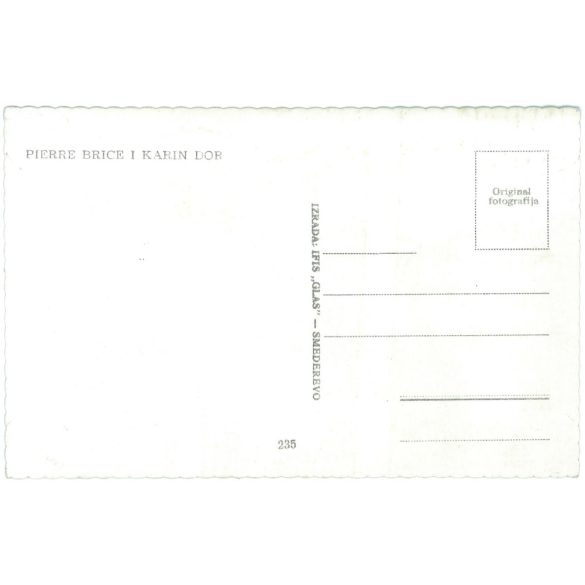 French actor Pierre Brice and German actress Karin Dor. Original paper image. Old photo. Colored photo sheet, old postcard. (2792635)