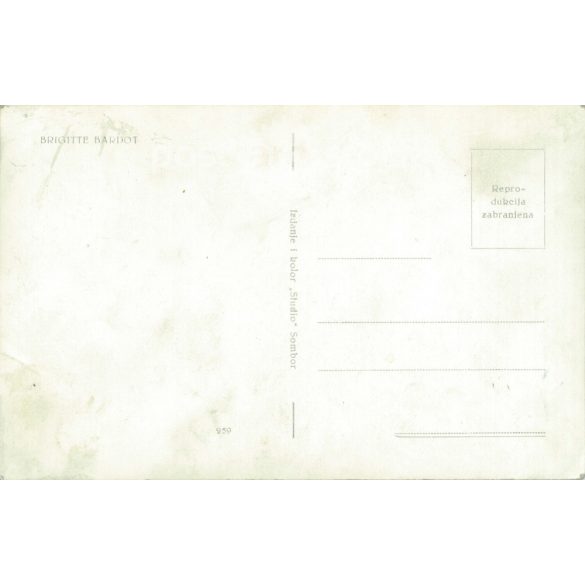 Brigitte Bardot is a French actress and singer. Colored photo sheet reproduction, offset print. Old postcard. (2792640)