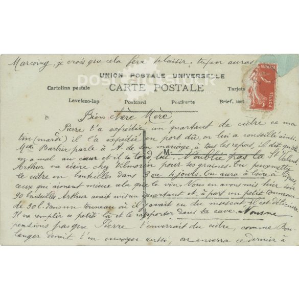 1907 - Romantic postcard. Original paper image. Old photo. Colored photo sheet, old postcard. (2792649)