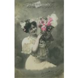 190 - Romantic postcard. Original paper image. Old photo. Colored photo sheet, old postcard. (2792650)