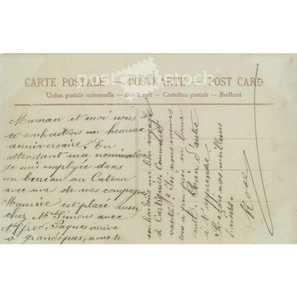 190 - Romantic postcard. Original paper image. Old photo. Colored photo sheet, old postcard. (2792650)