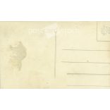 Early 1900s. Young man in front of the house with geraniums. Original paper image. Old photo. Colored, cut photo sheet, old postcard. (2792655)