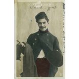 1907 - Cheerful French, romantic postcard. Original paper image. Old photo. Colored photo sheet, old postcard. (2792657)