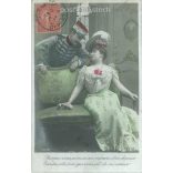 1914 - Romantic postcard. Original paper image. Old photo. Colored photo sheet, old postcard. (2792661)
